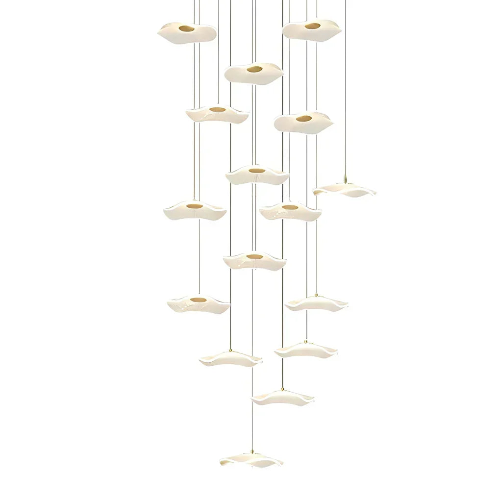 Small Acrylic Lotus Leaves LED Creative Modern Staircase Chandelier - view 3