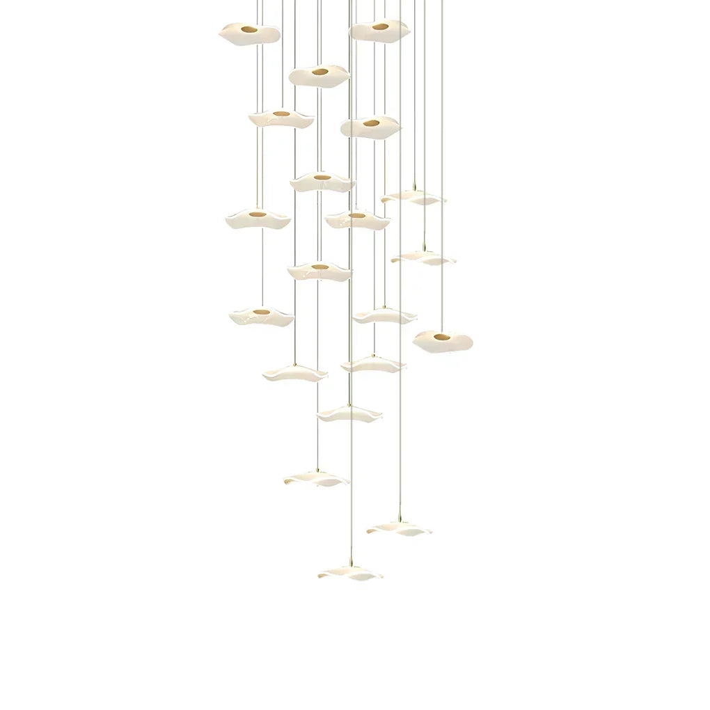 Small Acrylic Lotus Leaves LED Creative Modern Staircase Chandelier - view 4