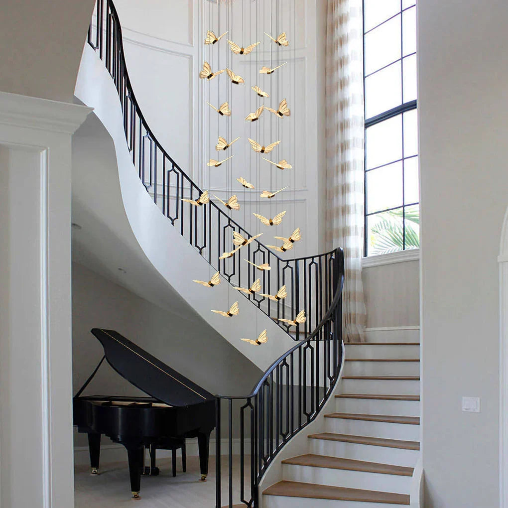 Small Butterflies Creative Three Step Dimming Modern Long Chandelier - view 6