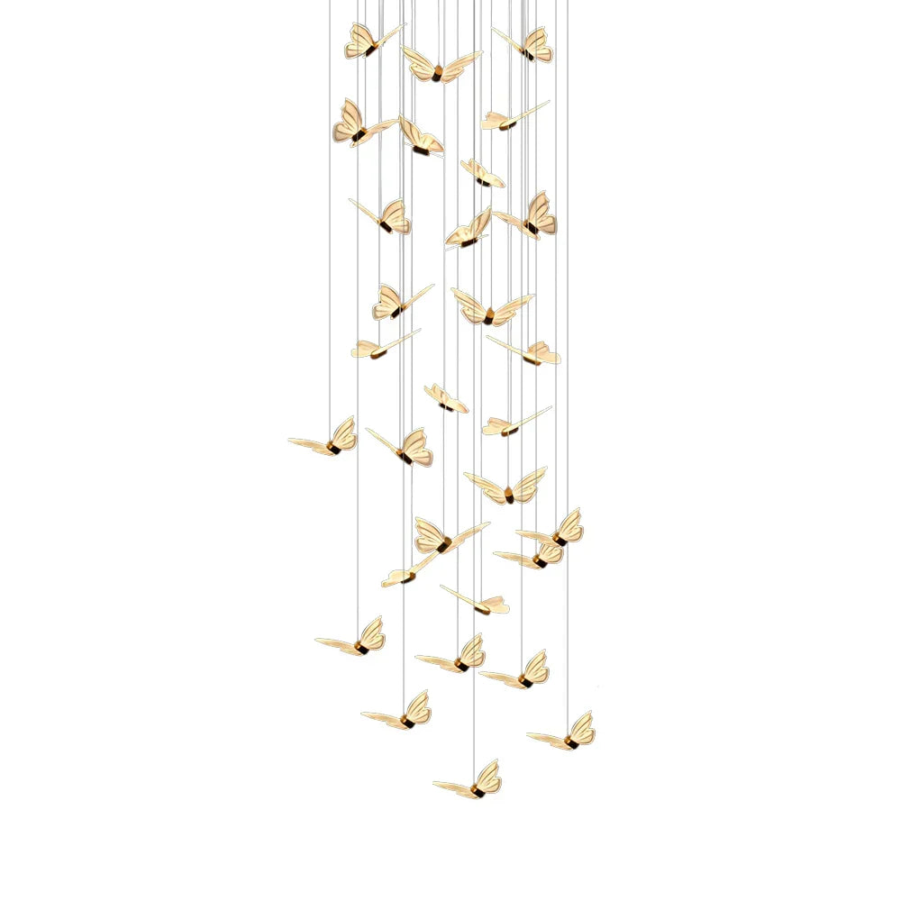 Small Butterflies Creative Three Step Dimming Modern Long Chandelier - view 5