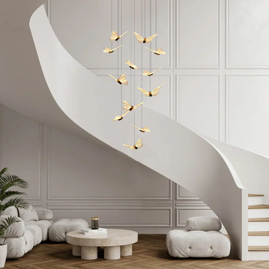 Small Butterflies Creative Three Step Dimming Modern Long Chandelier - view 8