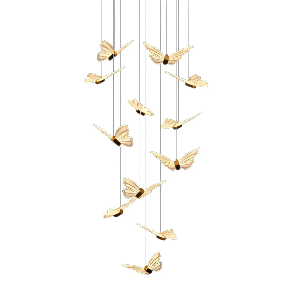 Small Butterflies Creative Three Step Dimming Modern Long Chandelier - view 2