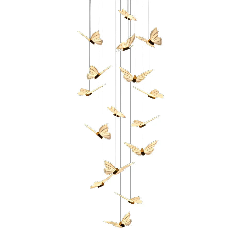 Small Butterflies Creative Three Step Dimming Modern Long Chandelier - view 3