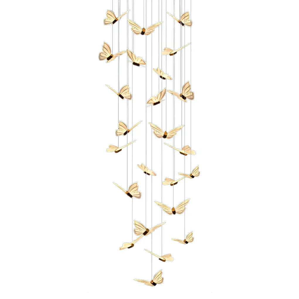 Small Butterflies Creative Three Step Dimming Modern Long Chandelier - view 4
