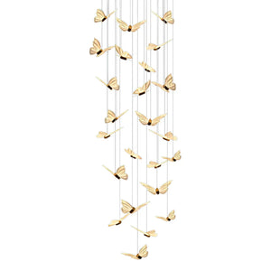 Small Butterflies Creative Three Step Dimming Modern Long Chandelier - view 4