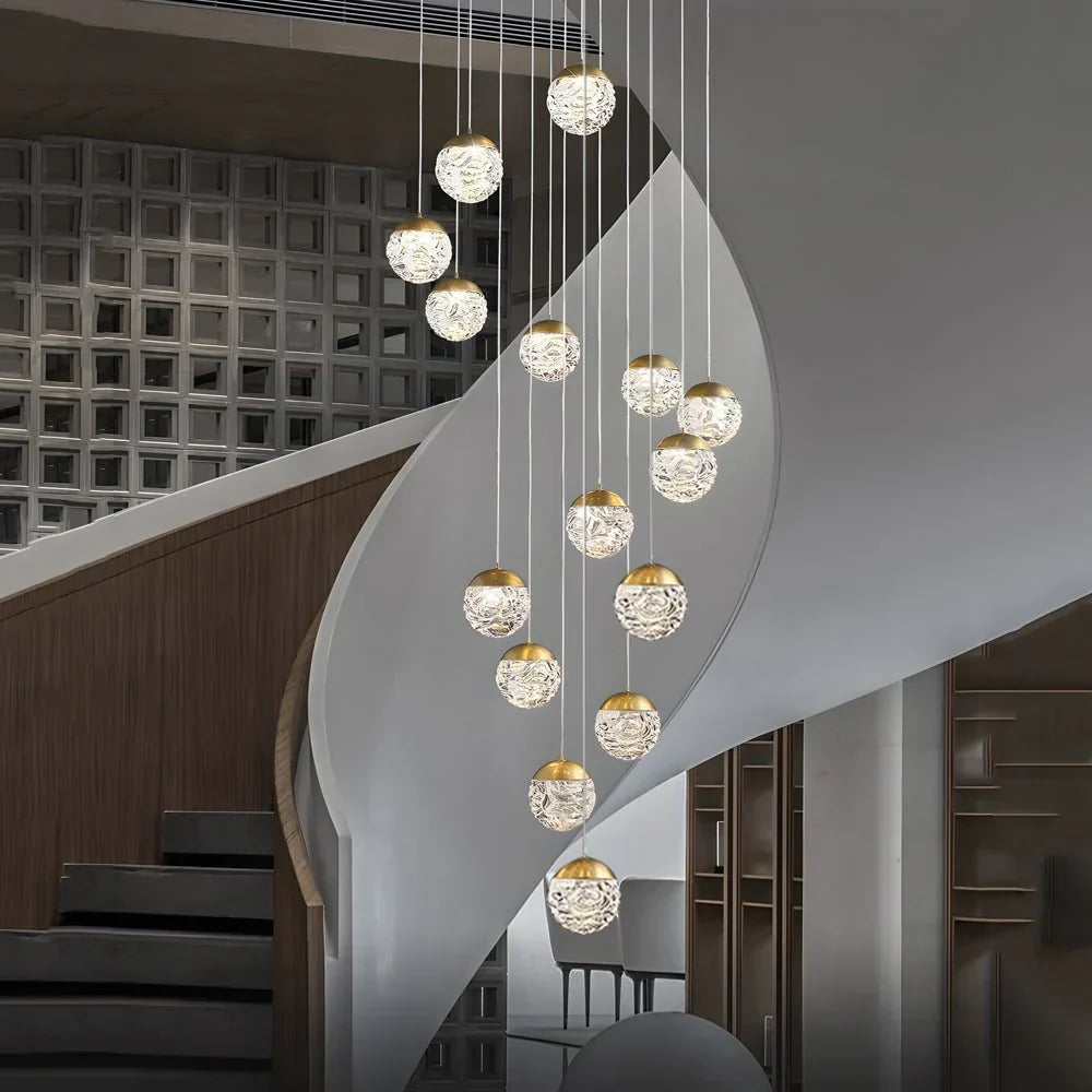 Spiral Pineapple Multi Glass Ball Staircase Chandelier - view 7
