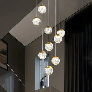 Spiral Pineapple Multi Glass Ball Staircase Chandelier - view 8