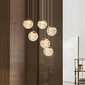 Spiral Pineapple Multi Glass Ball Staircase Chandelier - view 9