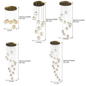 Spiral Pineapple Multi Glass Ball Staircase Chandelier - view 10