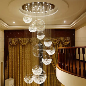 Spiral Raindrop Crystal Ball Three Step Dimming LED Staircase Chandelier - view 2