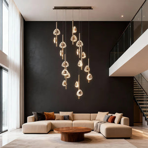 Staircase Crystal Chandelier Modern Aluminum Ceiling Light