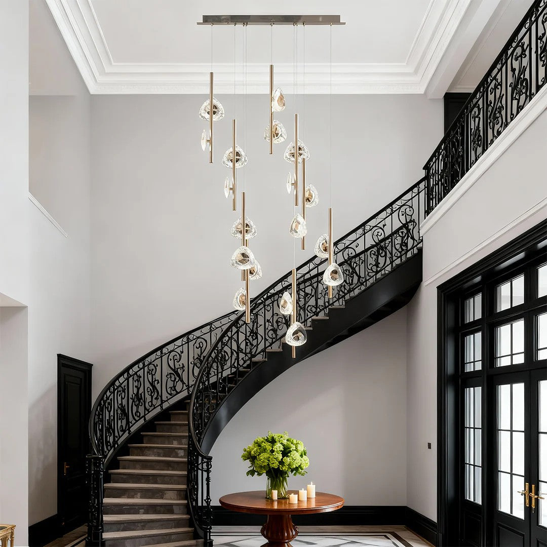 Staircase Crystal Chandelier Modern Aluminum Ceiling Light - view 3