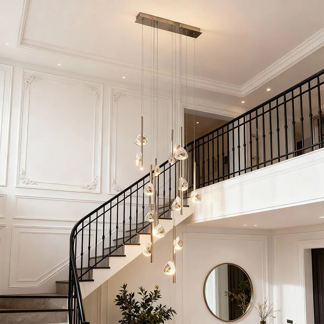 Staircase Crystal Chandelier Modern Aluminum Ceiling Light - view 4