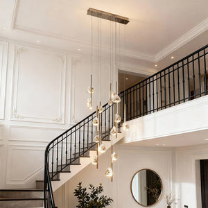 Staircase Crystal Chandelier Modern Aluminum Ceiling Light - view 4