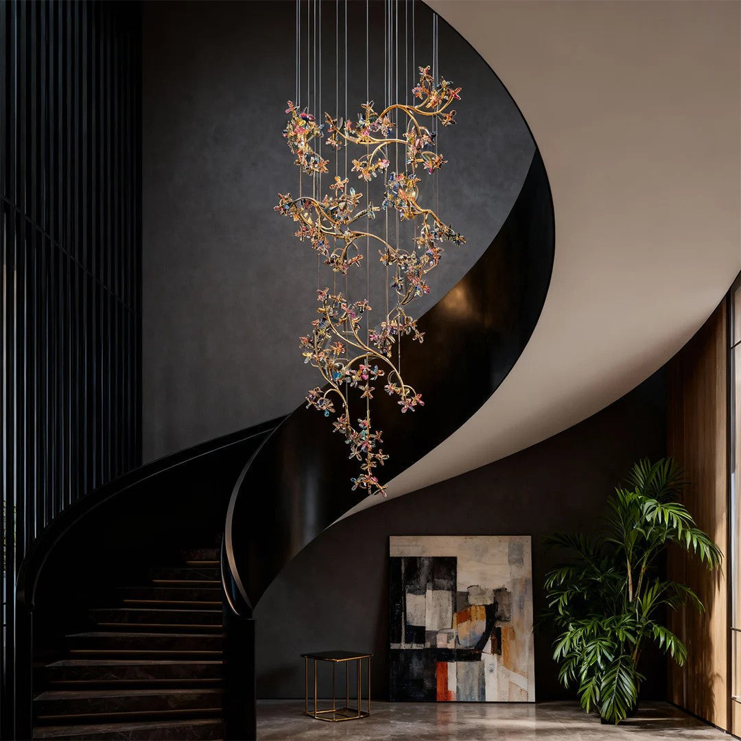 Modern Staircase Chandelier Crystal Hollow Rotating Ceiling Light - view 4