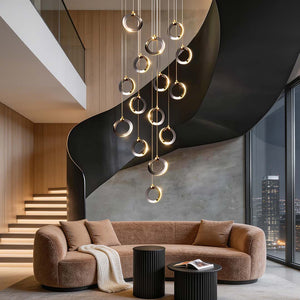 Staircase Lighting Chandelier LED Ring Cluster Rotating Ceiling Light - view 8