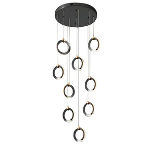 Staircase Lighting Chandelier LED Ring Cluster Rotating Ceiling Light - view 2
