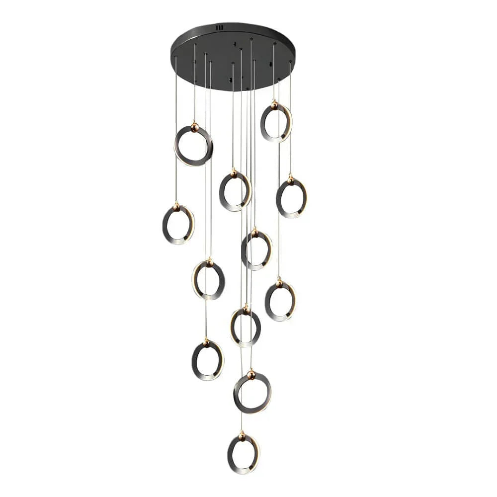 Staircase Lighting Chandelier LED Ring Cluster Rotating Ceiling Light - view 3