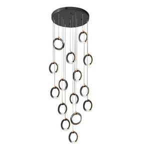 Staircase Lighting Chandelier LED Ring Cluster Rotating Ceiling Light - view 4