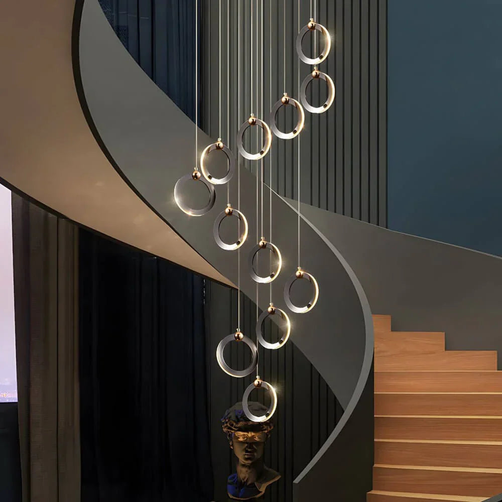 Staircase Lighting Chandelier LED Ring Cluster Rotating Ceiling Light - view 10