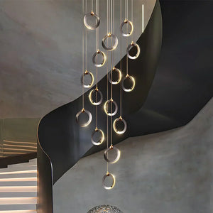 Staircase Lighting Chandelier LED Ring Cluster Rotating Ceiling Light - view 12
