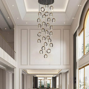 Staircase Lighting Chandelier LED Ring Cluster Rotating Ceiling Light - view 14