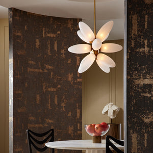 Starling 12-Light Chandelier with Sputnik Silhouette and Frosted Glass Petals
