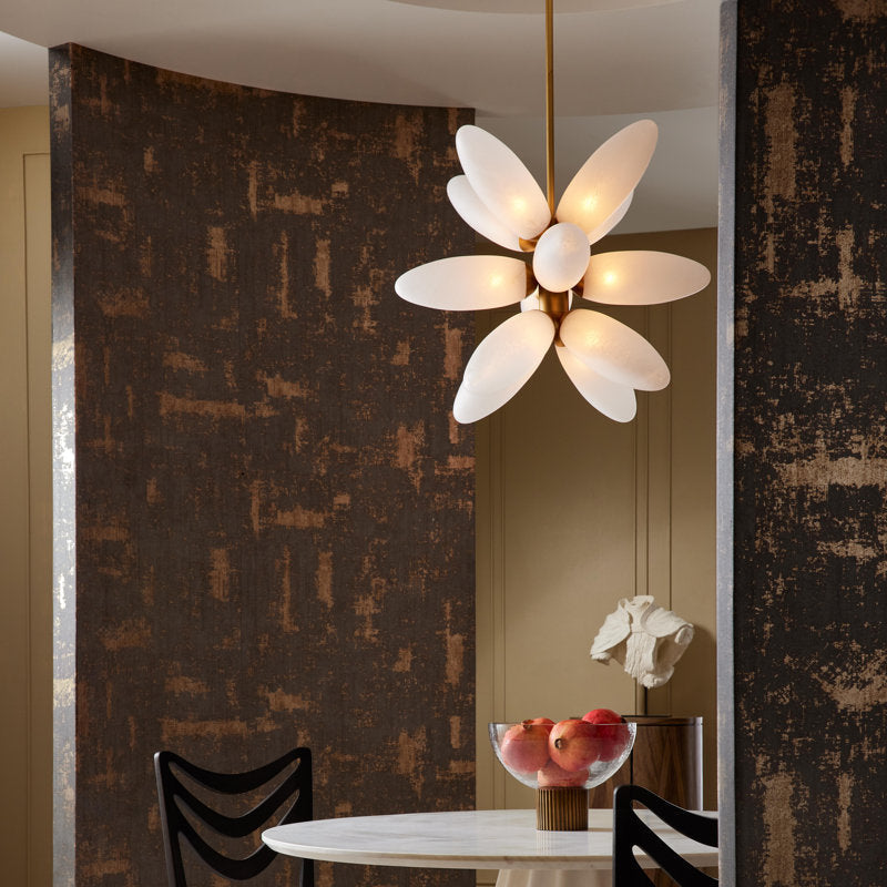Starling 12-Light Chandelier with Sputnik Silhouette and Frosted Glass Petals