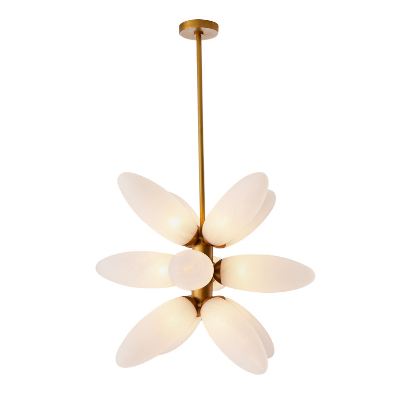 Starling 12-Light Chandelier with Sputnik Silhouette and Frosted Glass Petals
