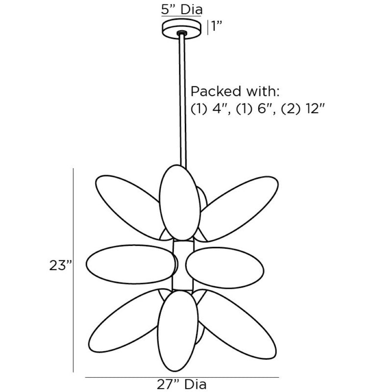 Starling 12-Light Chandelier with Sputnik Silhouette and Frosted Glass Petals