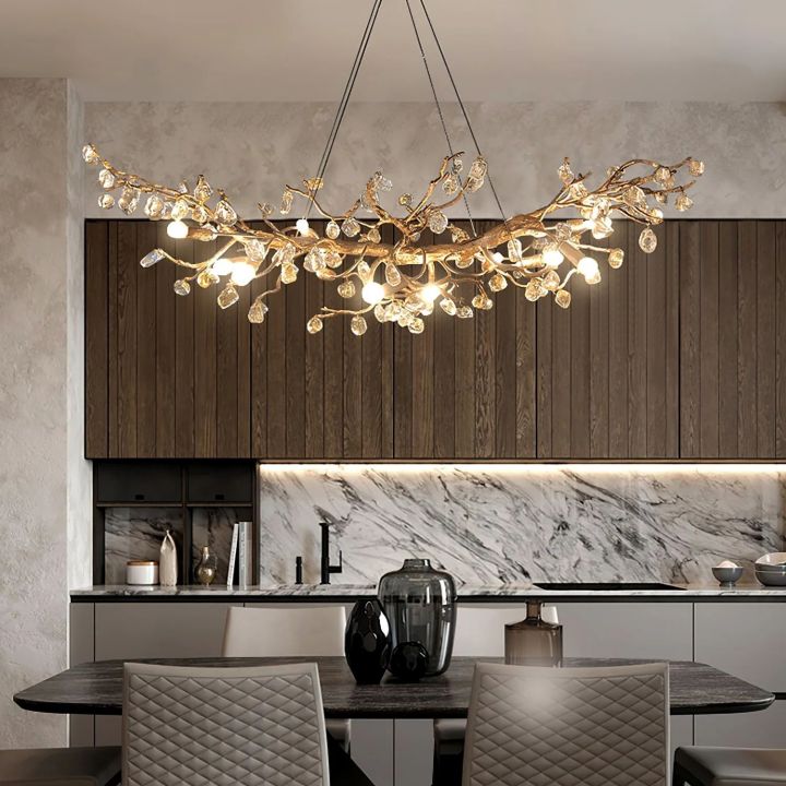 Stone Crystal Brass Dining Room Chandelier - view 3