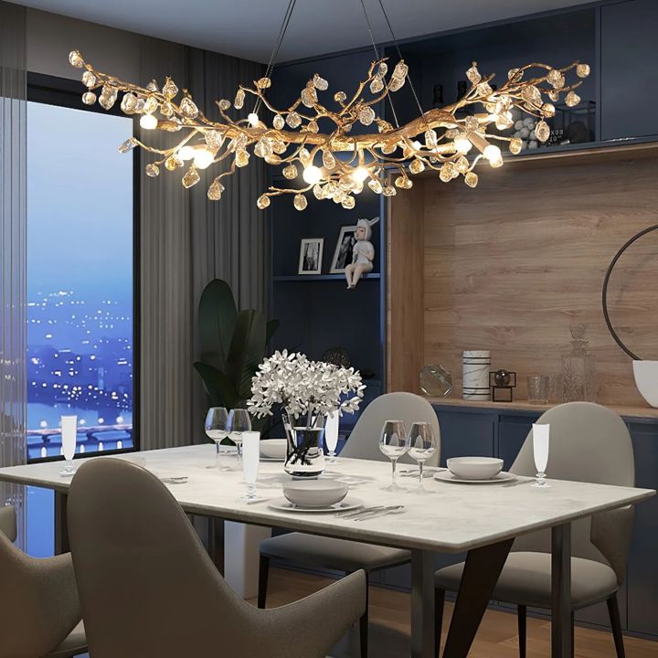 Stone Crystal Brass Dining Room Chandelier - view 4