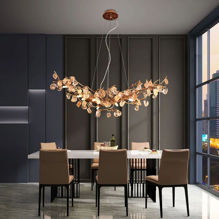 Stone Crystal Brass Dining Room Chandelier - view 6