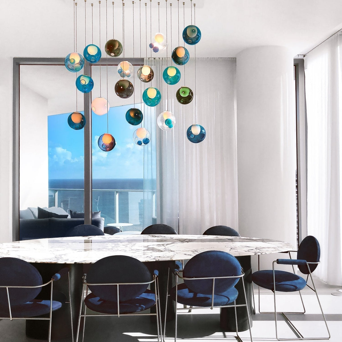 Post Modern Gradient Colorful Ball Pendant Chandelier - view 4
