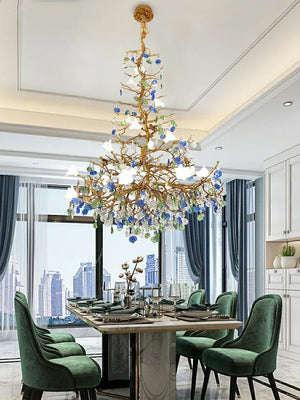 Stylish Colored Glaze Flower Crystal Chandelier - view 2