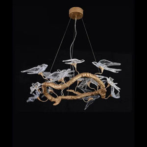 Swallow Glass Tree Branch Round Chandelier - view 2