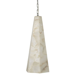 Tall Alabaster Tapered Hexagon Pendant Light - view 2