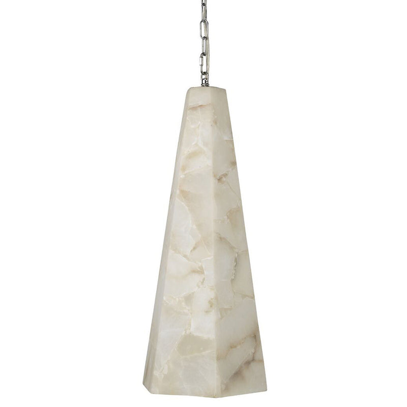 Tall Alabaster Tapered Hexagon Pendant Light - view 2
