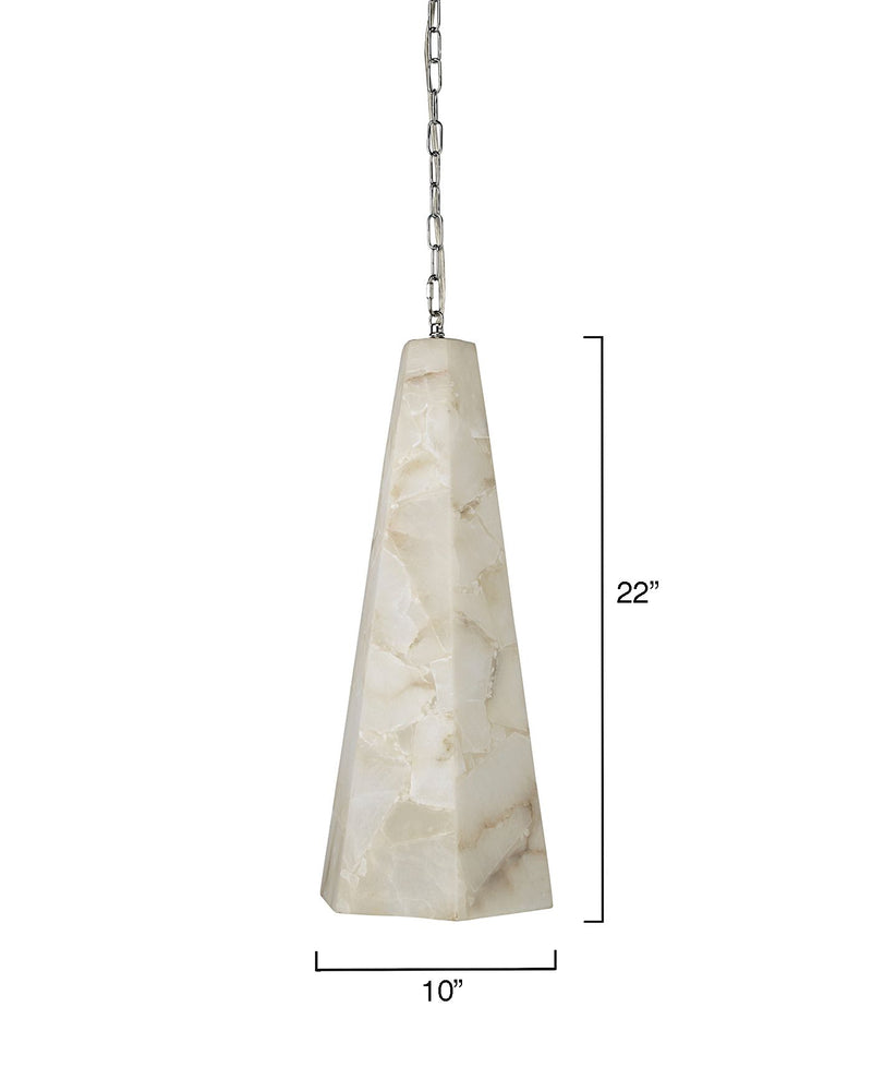 Tall Alabaster Tapered Hexagon Pendant Light - view 3