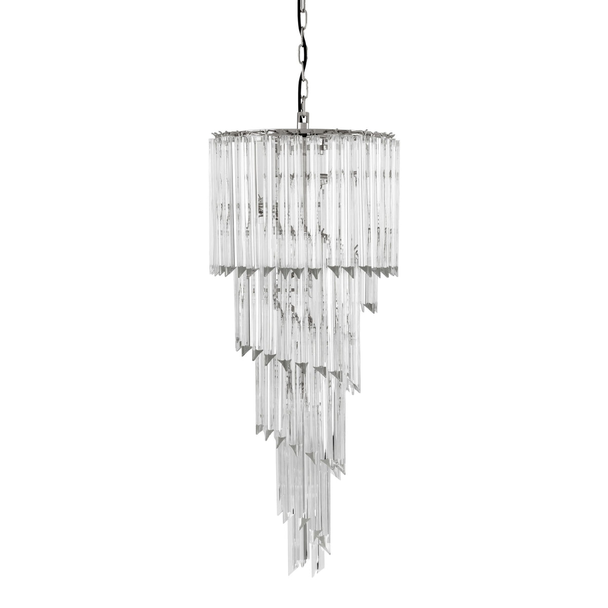 Trapani Modern Glass Chandelier - Nickel - view 2