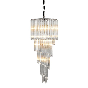Trapani Modern Glass Chandelier - Nickel