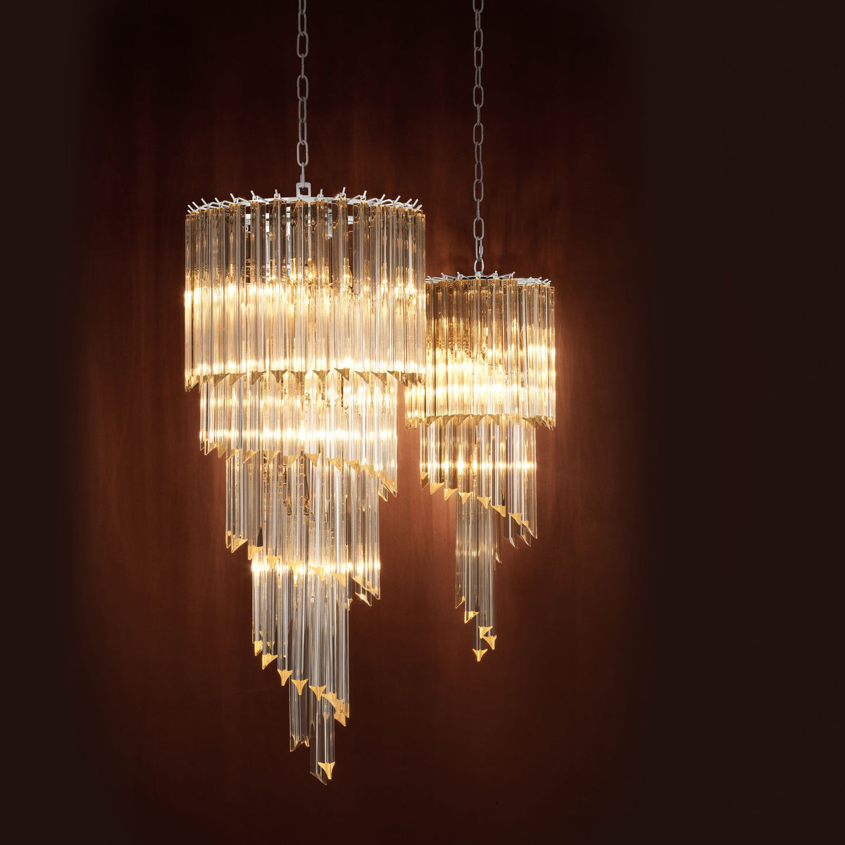 Trapani Modern Glass Chandelier - Nickel - view 4