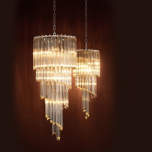 Trapani Modern Glass Chandelier - Nickel - view 4