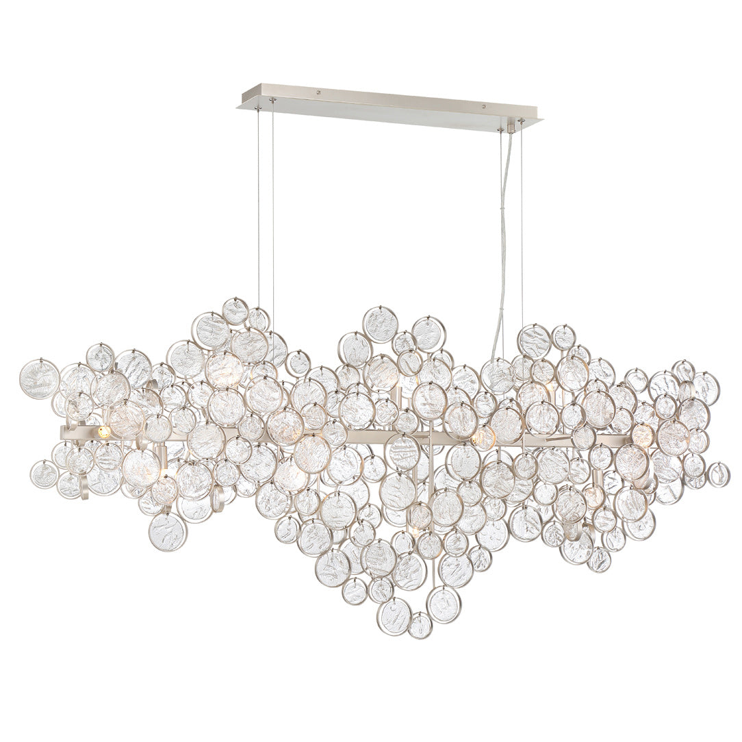 Trento Clustered Glass Linear Chandelier, in chrome - view 2