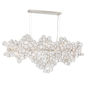 Trento Clustered Glass Linear Chandelier, in chrome - view 2
