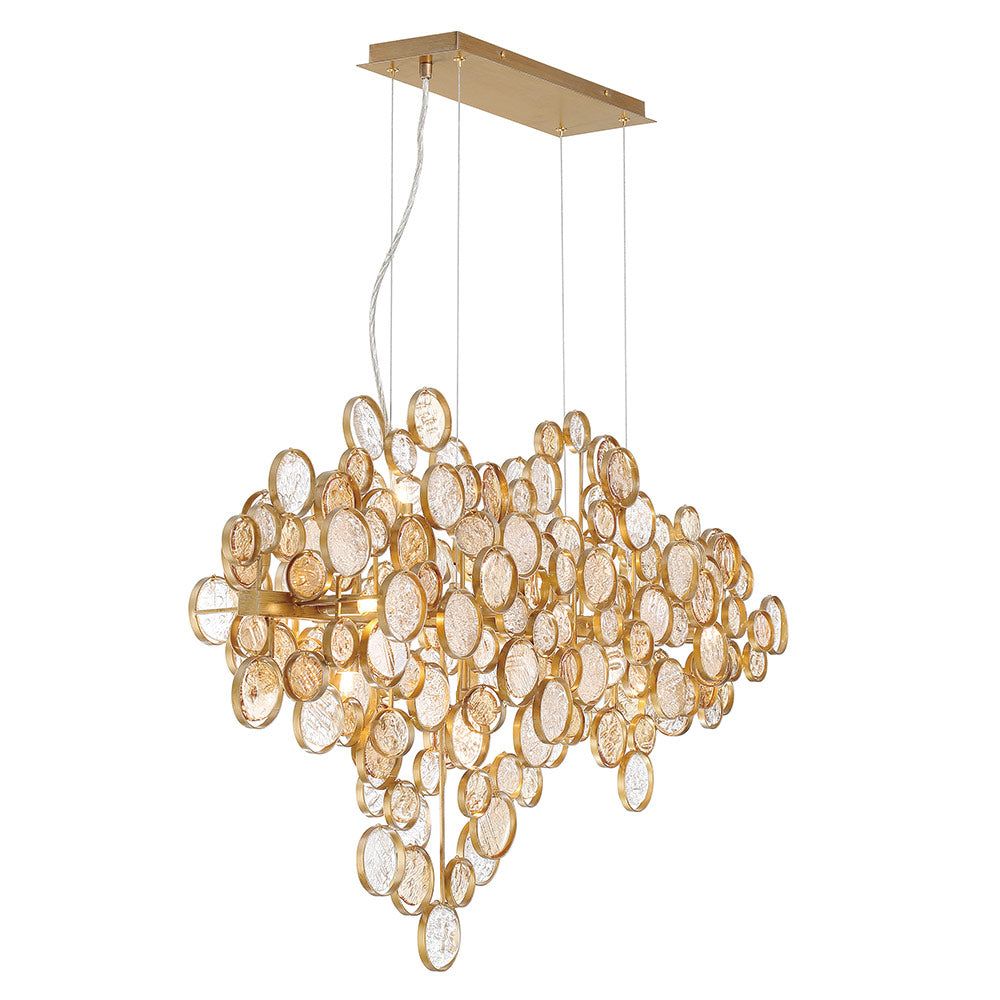 Trento Clustered Glass Linear Chandelier, in chrome - view 9