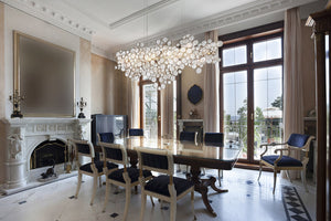 Trento Clustered Glass Linear Chandelier, in chrome - view 6