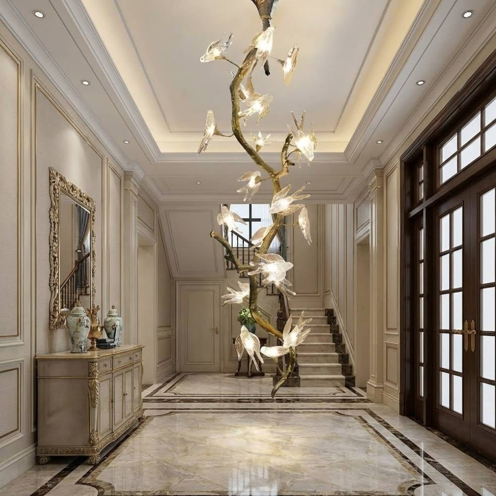 Crissy Branch Brass Bird Branch Staircase Chandelier - view 5