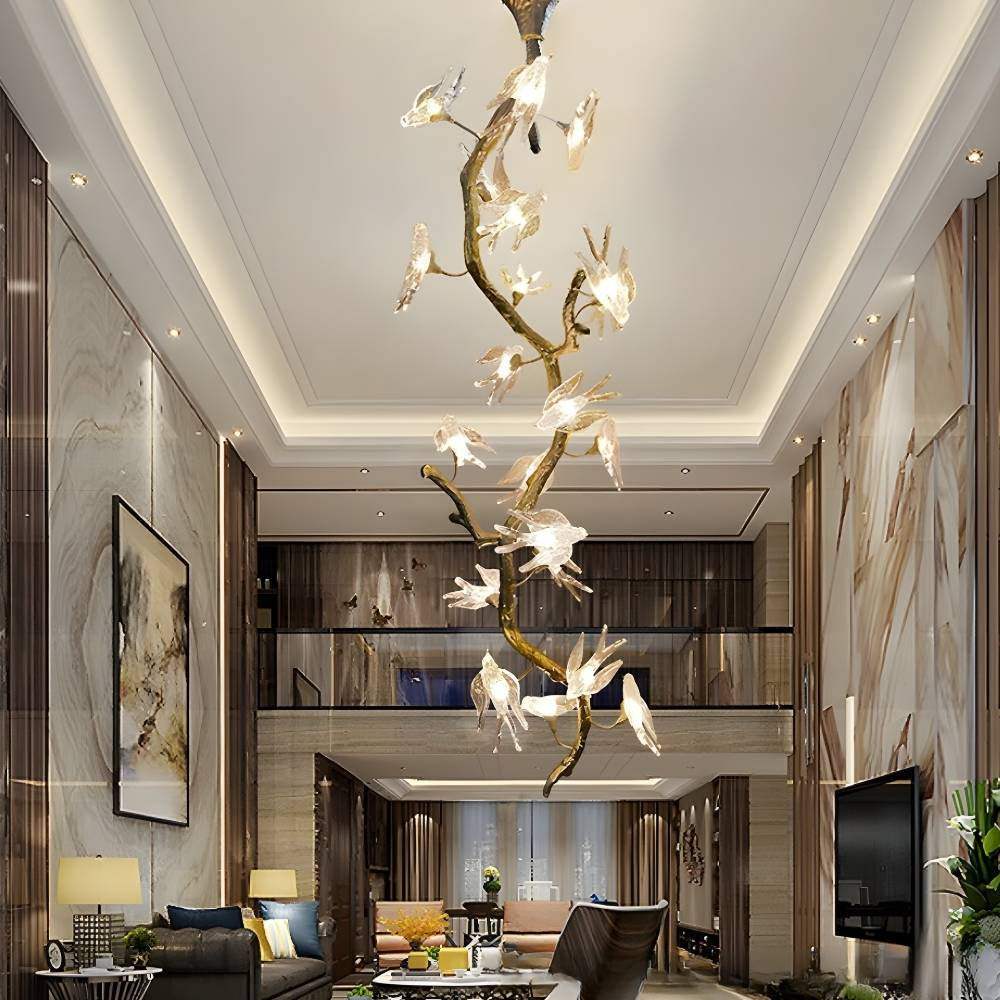 Crissy Branch Brass Bird Branch Staircase Chandelier - view 4