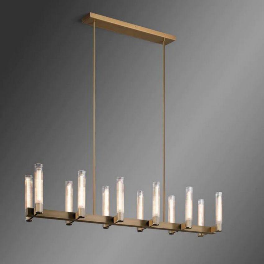 Chantelle Linear Chandelier 60", brass